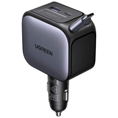 UGREEN EC604 Cargador de Auto 145W con Cable Retráctil